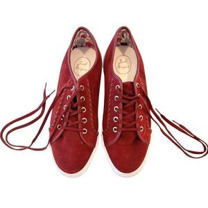 Jack Rogers Carter Suede Burgundy Leather Lace-Up Sneakers EUC Sz 11 MSRP $98
